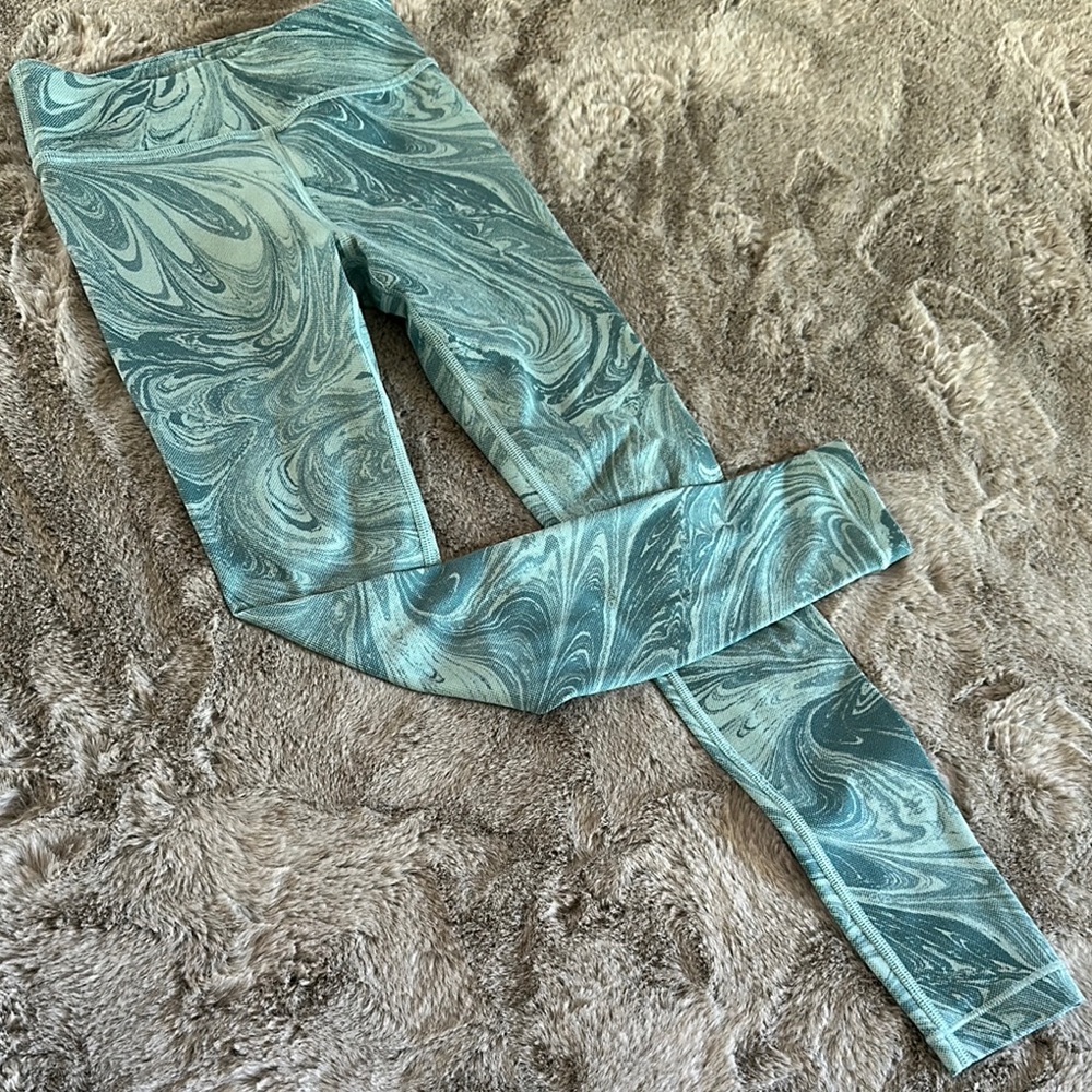 Athleta Kids Teal Swirl Leggings